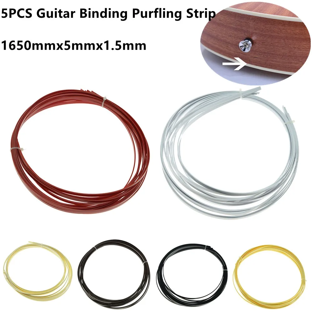 1/5x Guitar Body Binding Purfling Strip Parts For Luthiers 1650mmx5mmx1.5mm ABS For Acoustic Classical Guitars Luthiers 6 Colors