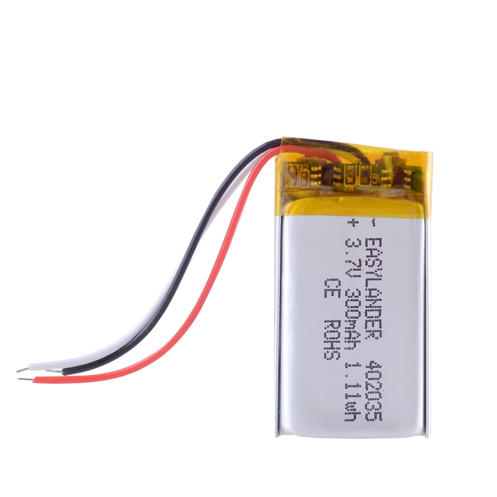 3 line Good Qulity 3.7V 300mAH 402035 Polymer lithium ion / Li-ion battery for TOY GPS,mp3 mp4 player automatic video recorder