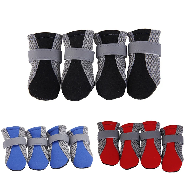 Reflective Mesh Dog Shoes Breathable Dog Cat Puppy Socks Shoes Pet Anti-Slip Rain Boots Teddy Puppy Paw Protecters For Small Dog