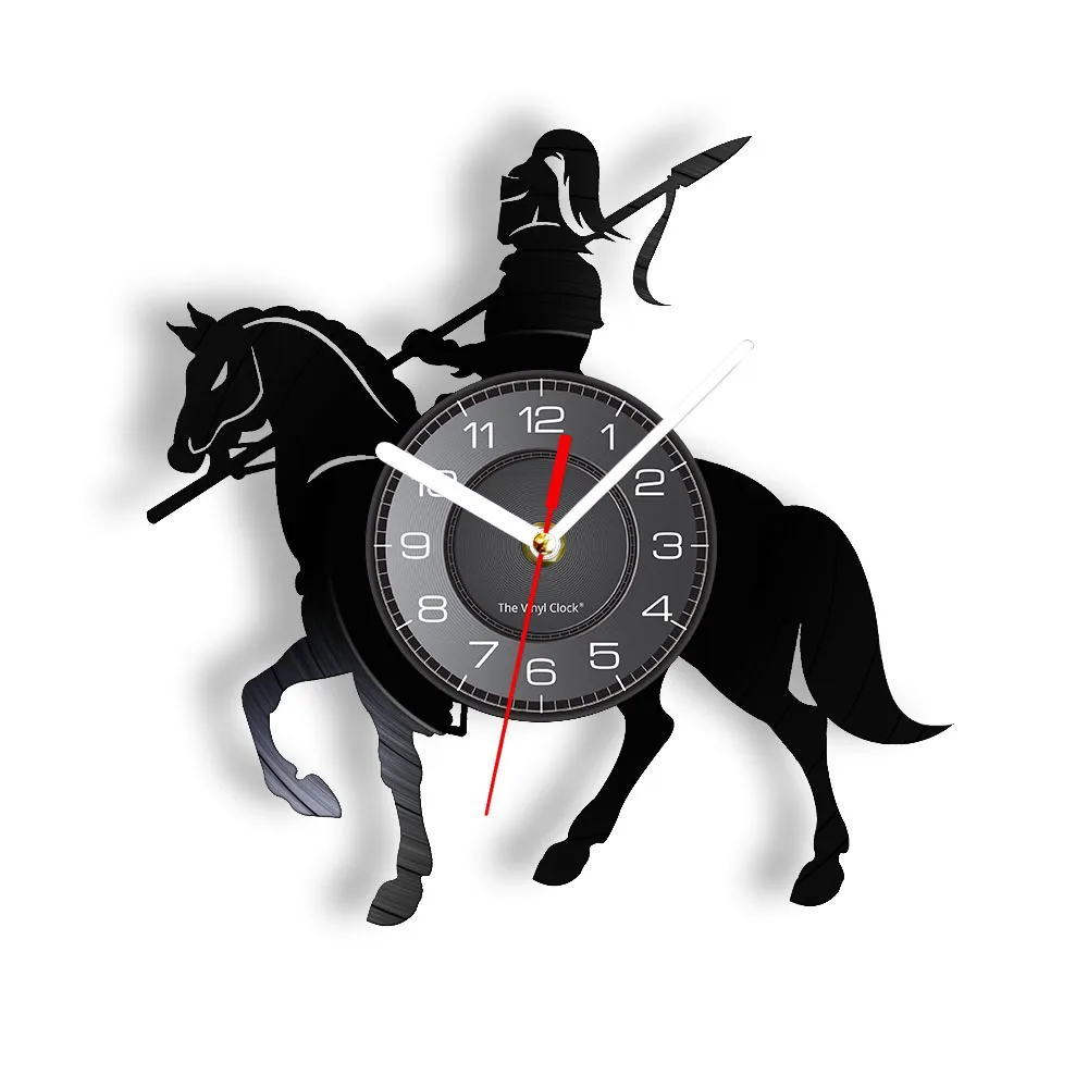 Roman Soldier Spartan Warrior On Horse Vinyl Record Wall Clock For Bedroom Medieval Knight Home Decor Gladiator Retro Wall Watch