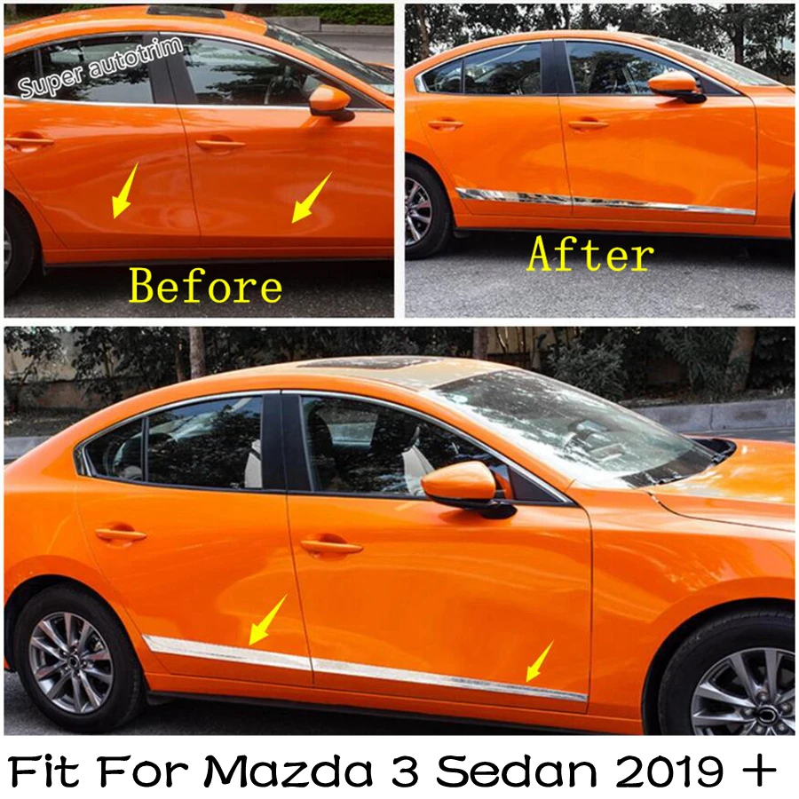 

ABS Chrome Car Side Door Body Strip Accent Molding Anti-scratch Protector Trim Cover Accessories Fit For Mazda 3 Sedan 2019 2020