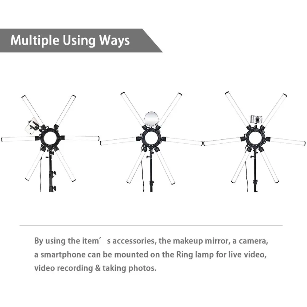 fosoto Photography LED Star Ring Light 120W Multimedia Extreme Ring Video Lamp With Tripod Stand For Phone Camera Youtube