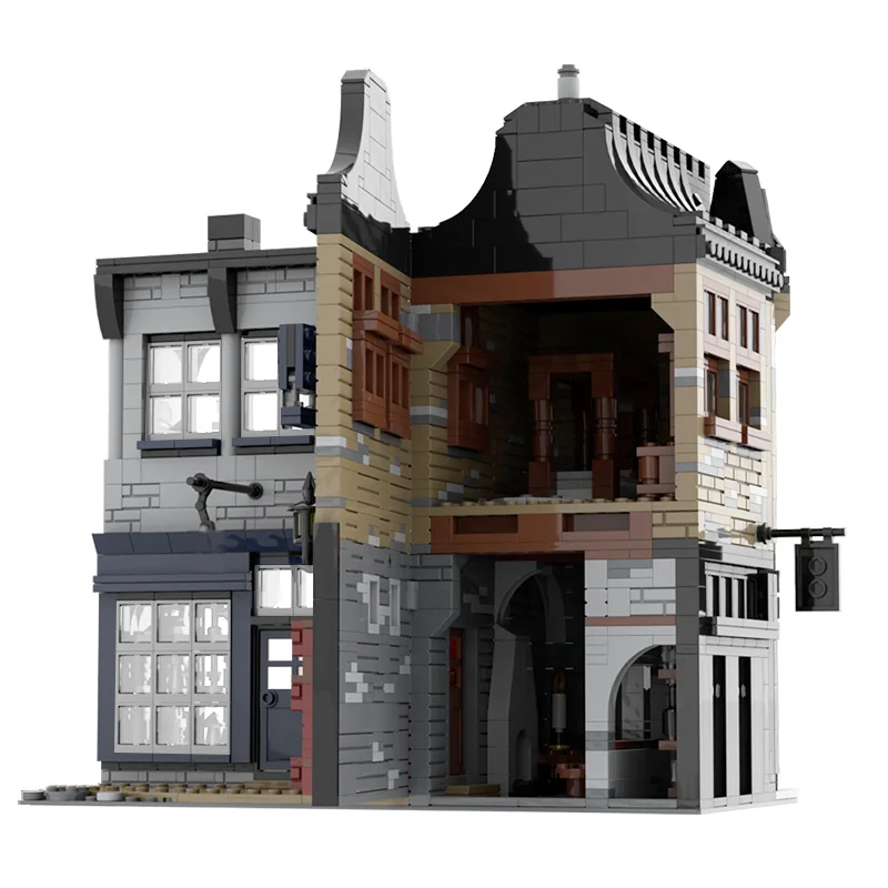 MOC Magic building City Street Cauldron Wizarding Equipment Diagonal  Building Blocks Modular Construction Block 2098PCS Toys