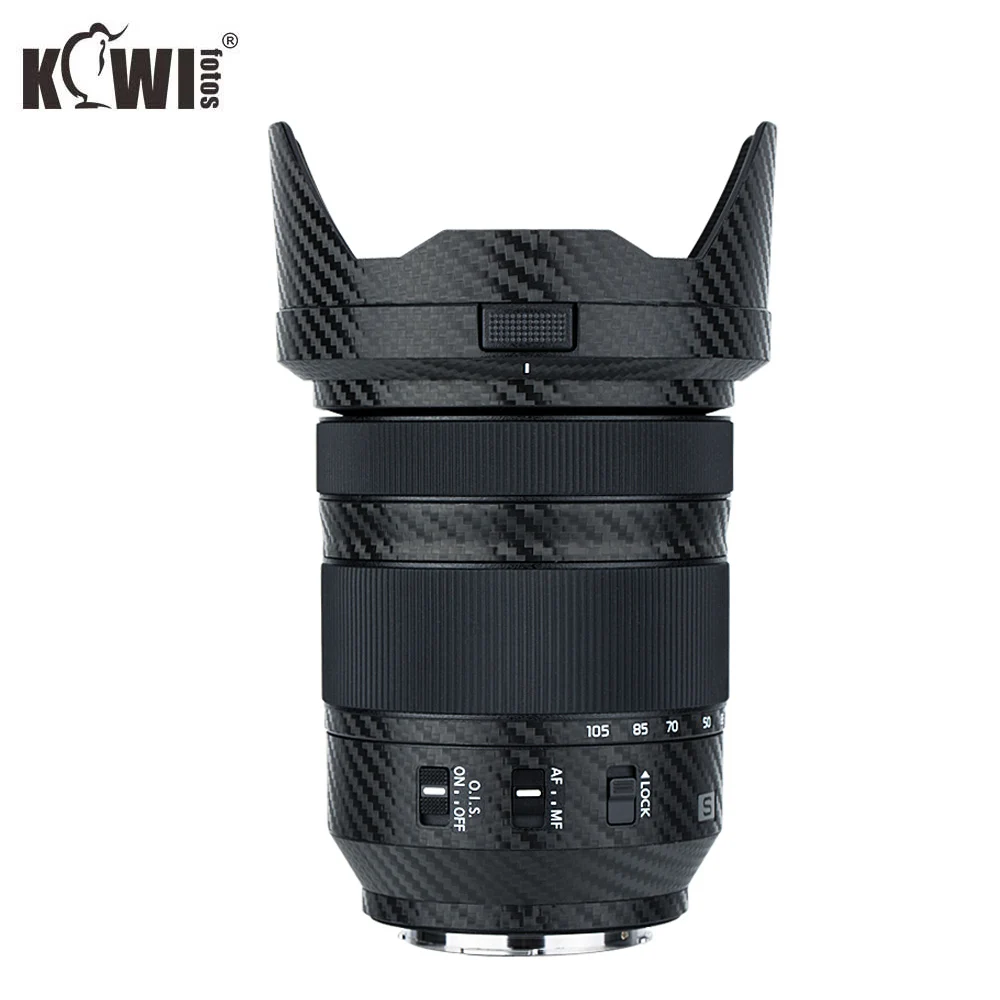 Противоскользящая Крышка для объектива и бленда из углеродного волокна, защитная пленка для Panasonic Lumix S 24-105 мм f4 макро фотообъектив с оптической идентификацией, стикер 3M