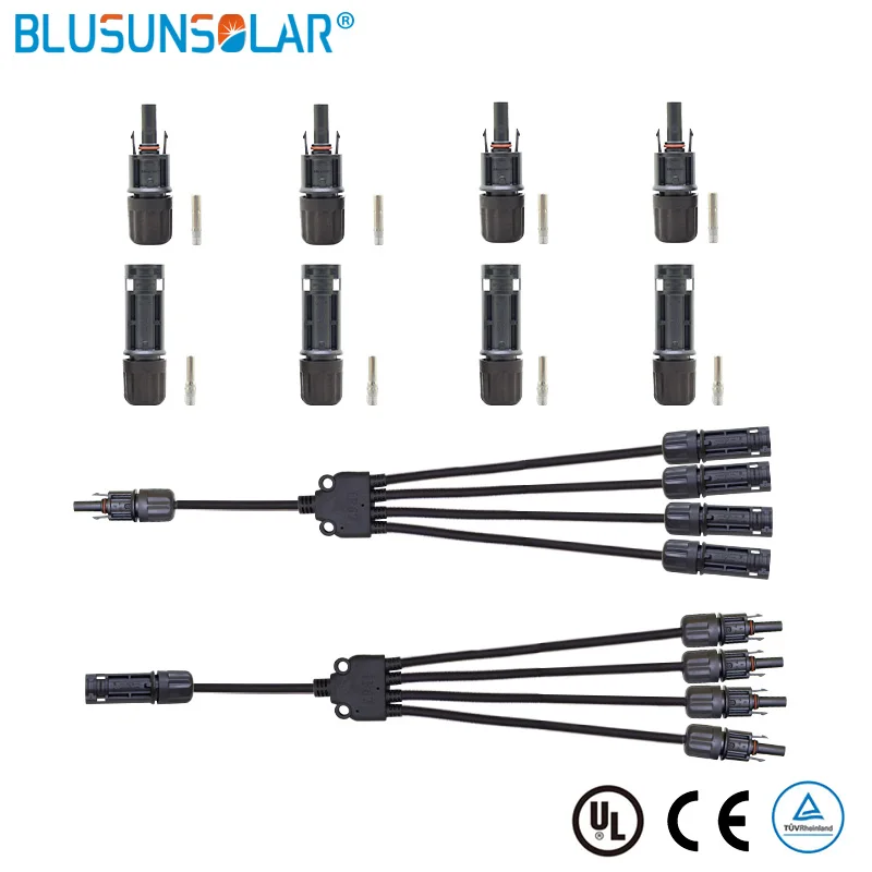 

2 Pairs SOLAR PV Branch Y Adapter Connectors Female Male (1 to 4 ) Solar Connector For Solar Panels Cable