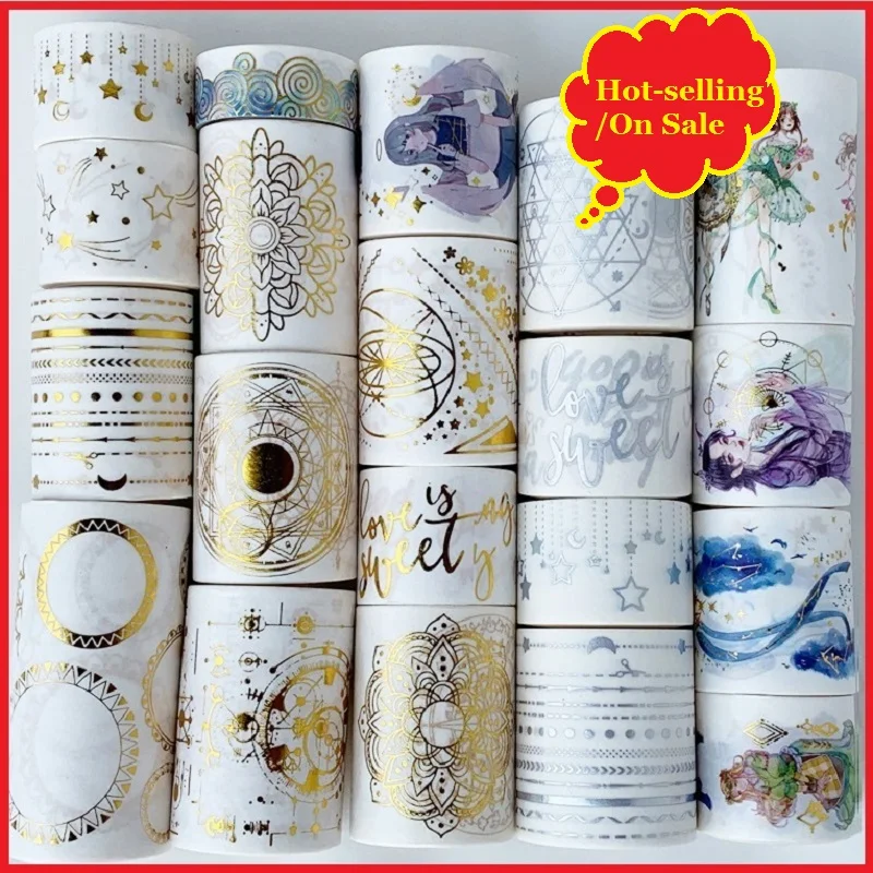 Pure Gold Foiled Washi Tape Laser Silver Effect Totem Constellation Pattern For Scrapbooking