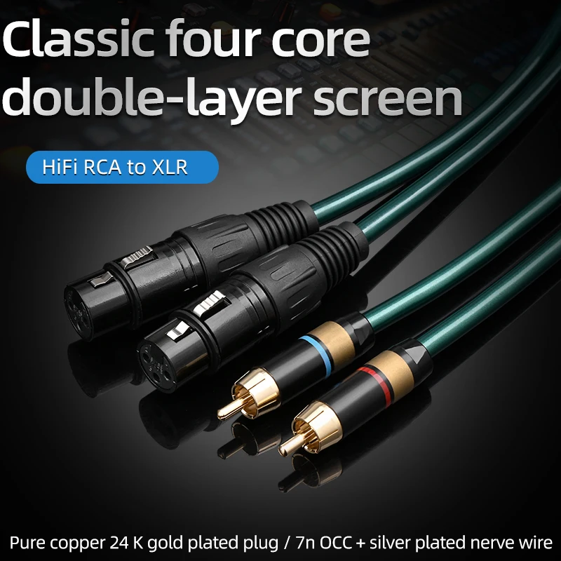 2 unids/par ATAUDIO Cable de audio HIFI RCA a XLR (macho o hembra) Cable de Audio HIFI para amplificador DAC TV/0,5 M-5 M NO1062
