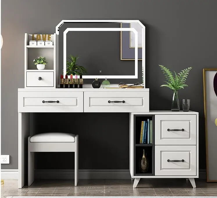 

Simple and economical multi-functional LED light mirror small dresser storage cabinet integrated dressing table