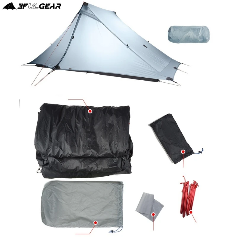 Imagem -05 - Gear-double-sided Silicone Revestido Camping Tenda Tenda Ultraleve para Pessoas Caminhadas Poleless 20d Pu3000 mm 3f ul