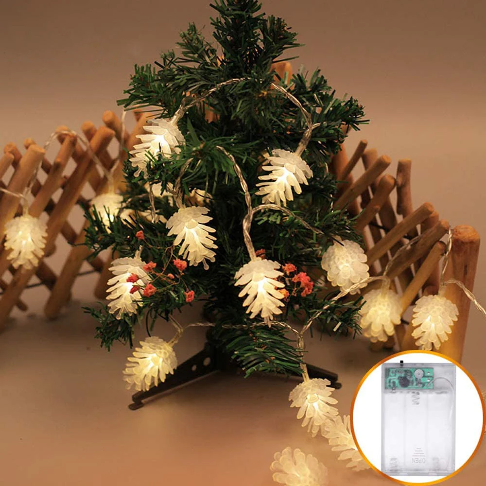 2022 neue Jahr Urlaub LED Girlande Straße Batterie String Licht Wasserdicht Girlande Für Weihnachten Baum Und Tannenzapfen Dekoration