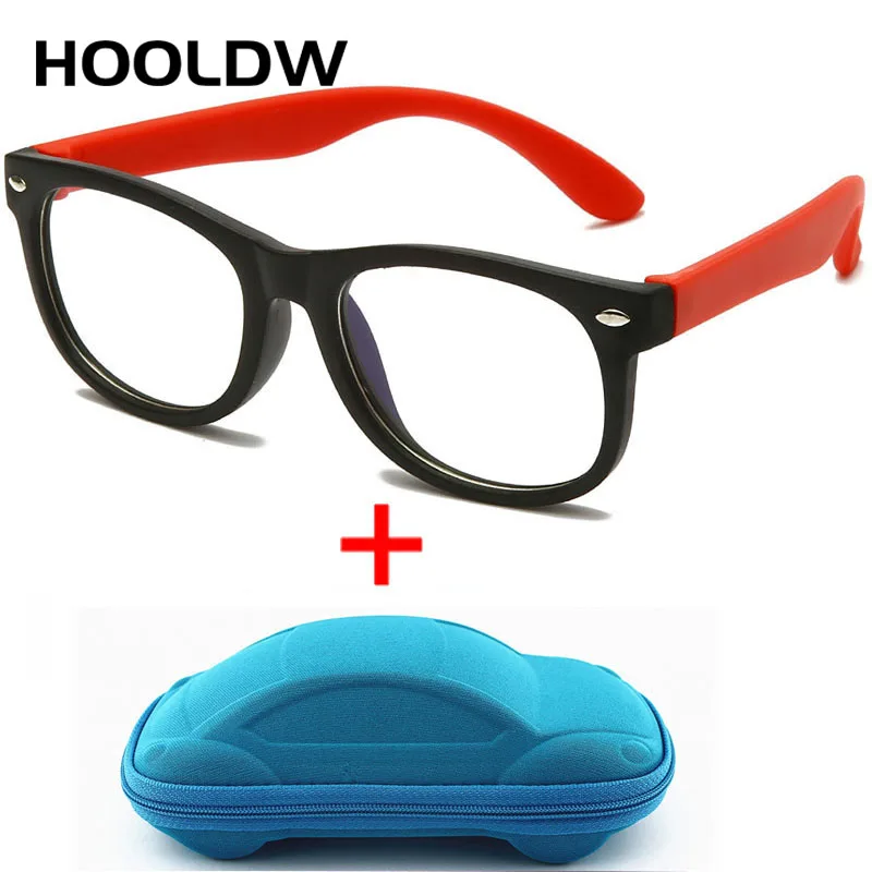 HOOLDW New Anti blue Light Kids Glasses Boys Girls Optical Frame Computer Transparent Glasses Children Silicone Soft Eyeglasses