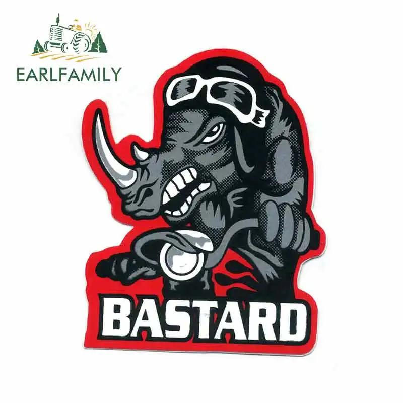 EARLFAMILY 13cm x 10.3cm for Funny Rhinos Racing Cartoon Fine Decal Funny Car Stickers RV VAN 3D DIY Vinyl JDM Truck Graphics