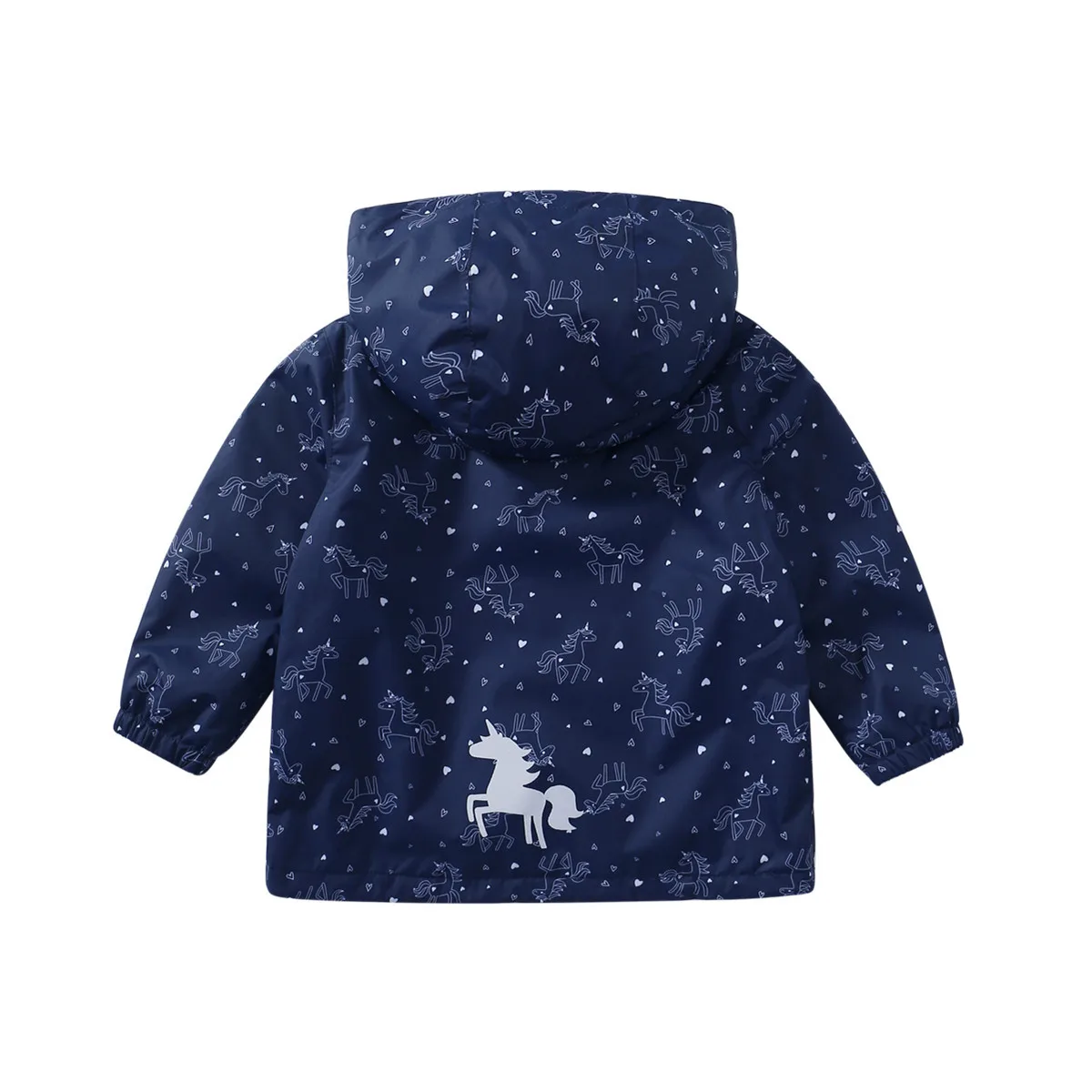 HONEYKING Baby Jacket Spring and Autumn Girls Jacket Kids Cartoon Unicorn Hooded Fleece Waterproof Jacket Outerwear Child's Coat