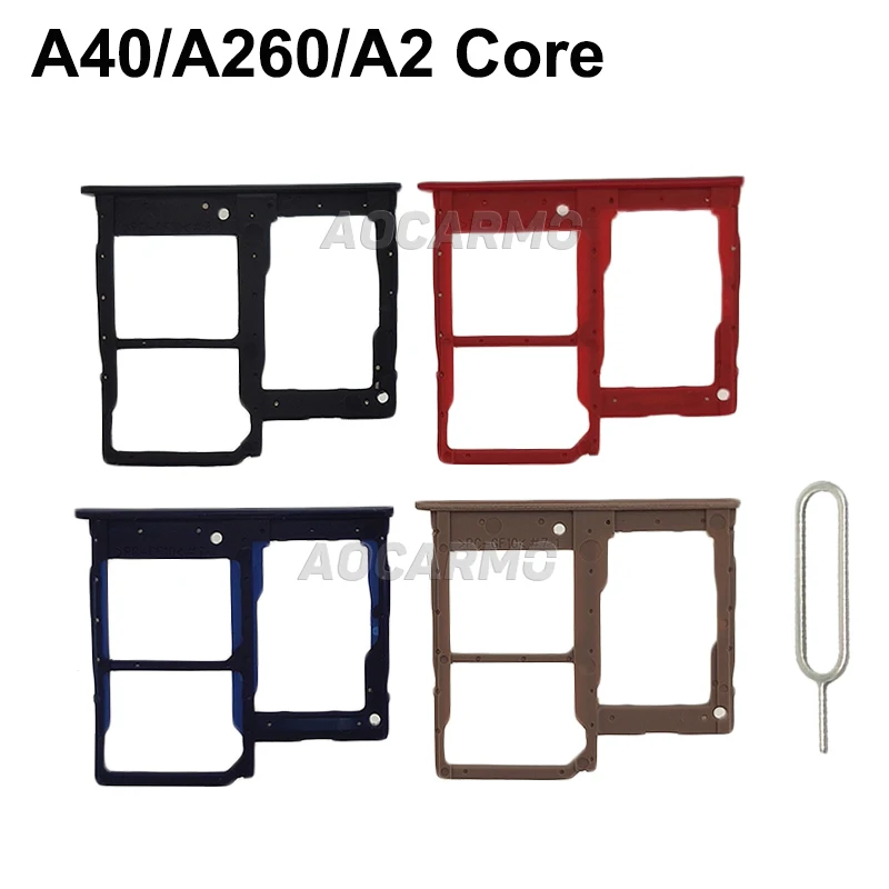 Aocarmo For Samsung Galaxy A40 / A260 / A2 Core Sim Card Tray MicroSD Holder Slot Replacement Part