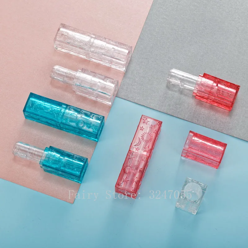 

10/30/50pcs Blue Red Star Moon Transparent Square 12.1mm Empty Lipstick Tube Lip Balm Container Cosmetics Refillable Shell