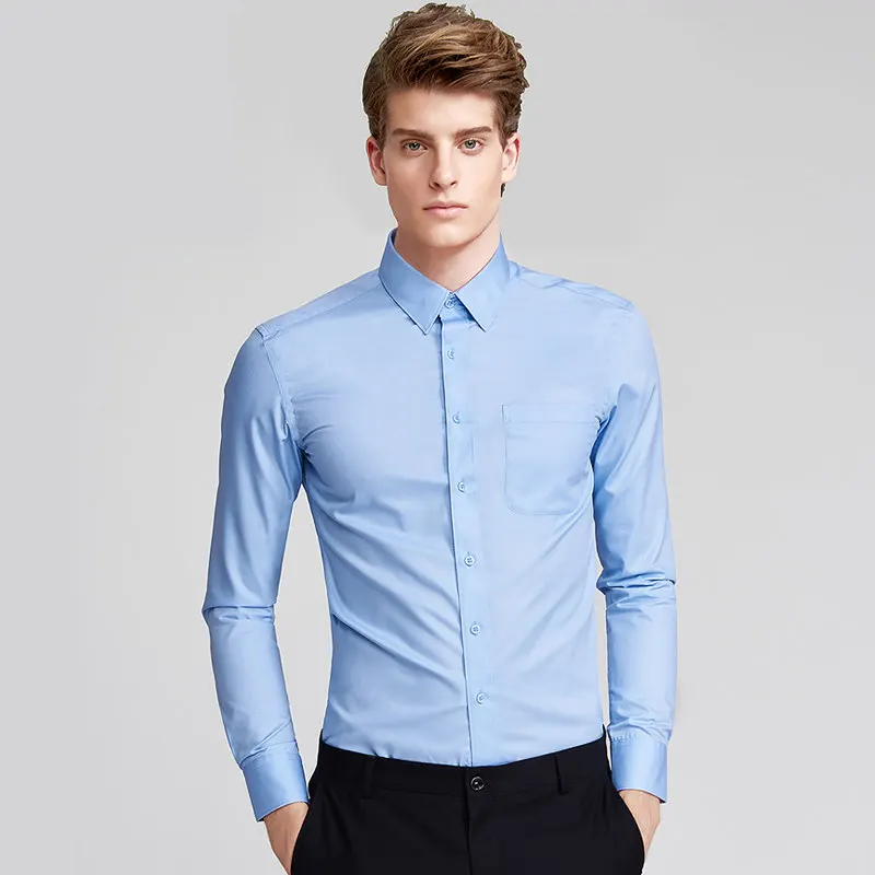 MRstuff-Chemise blanche moulante à manches longues pour homme, vêtement de travail professionnel, résistant, de marque, 2024