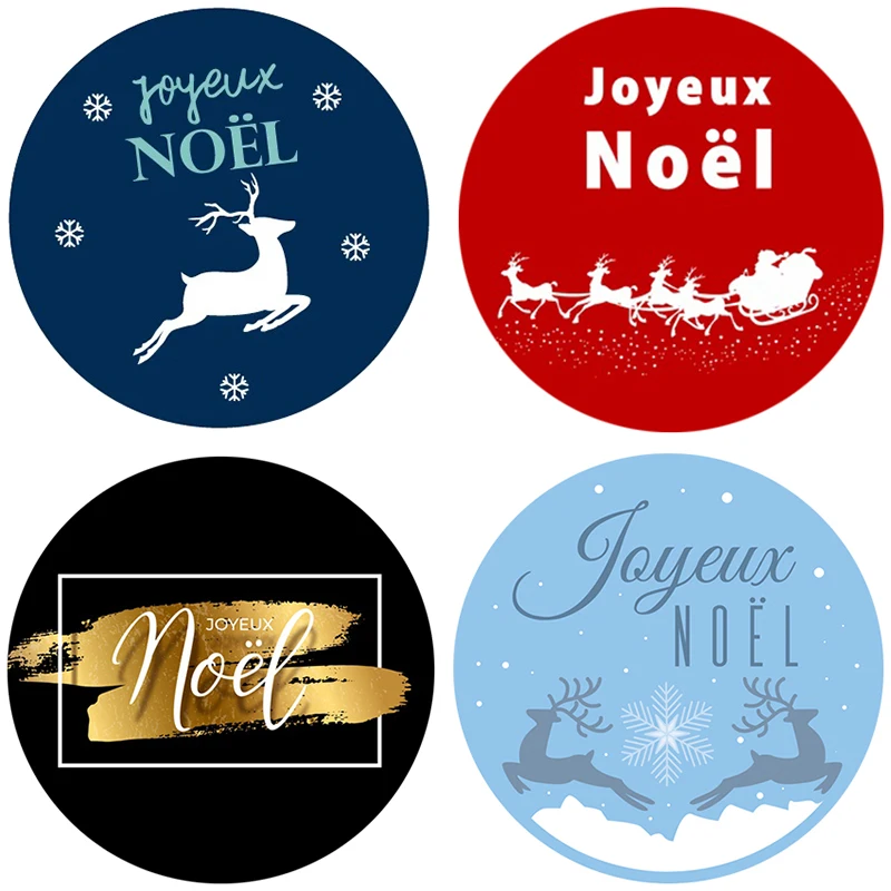 3.5/4.5cm Joyeux Noel Christmas Gift Sealing Stickers Self-adhesive Stickers New Year Xmas Merry Christmas Party Decor Labels