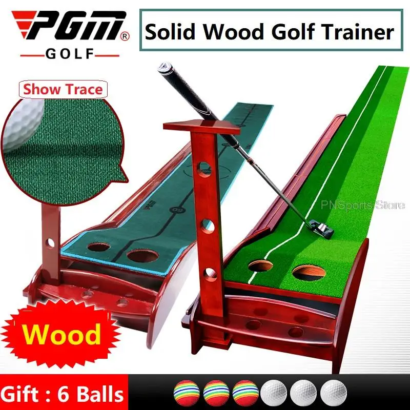 Pgm Golf Putting Trainer Solid Wood Putter Exercise Practice Putting Equipment Auto Ball Return System 3M/3.5M Golf Training Aid