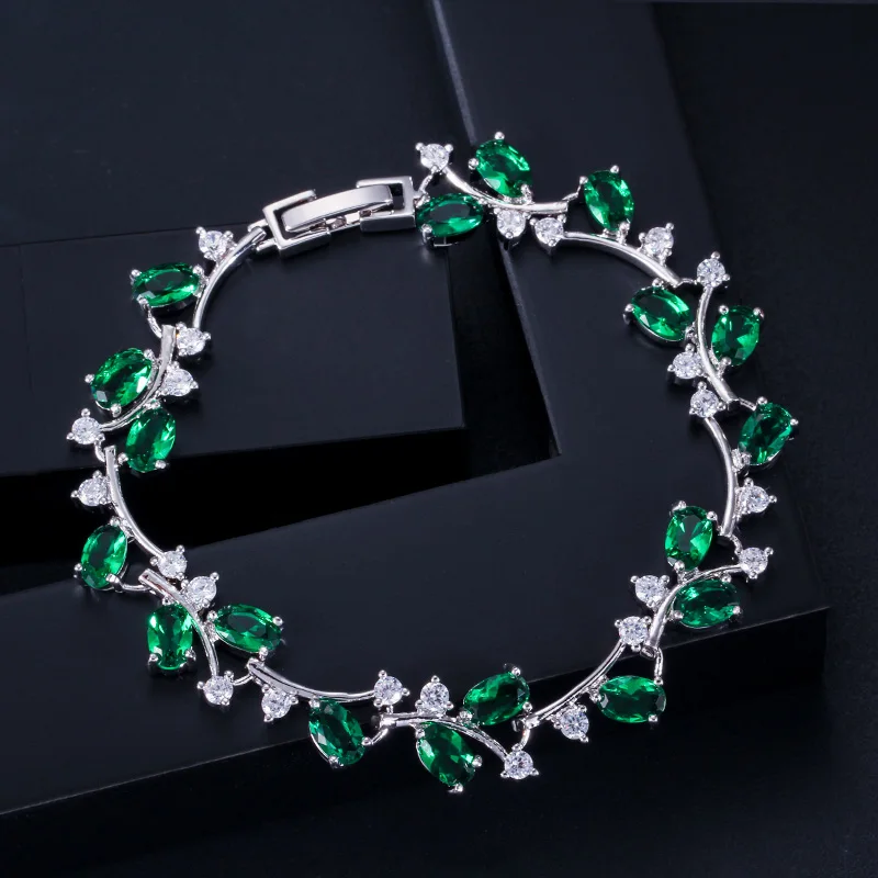 CWWZircons 6 Farboptionen Weißgoldfarbenes Handgefertigtes Österreichisches Kristall-Tennisarmband in Lila für Damen Großhandel S0099 – Detail 11