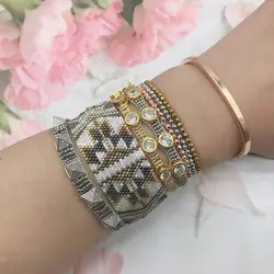 BLUESTAR Women Bracelet Turkish Evil Eye Bracelet Crystal Bead Armband Jewelry Handmade Woven Loom Bead