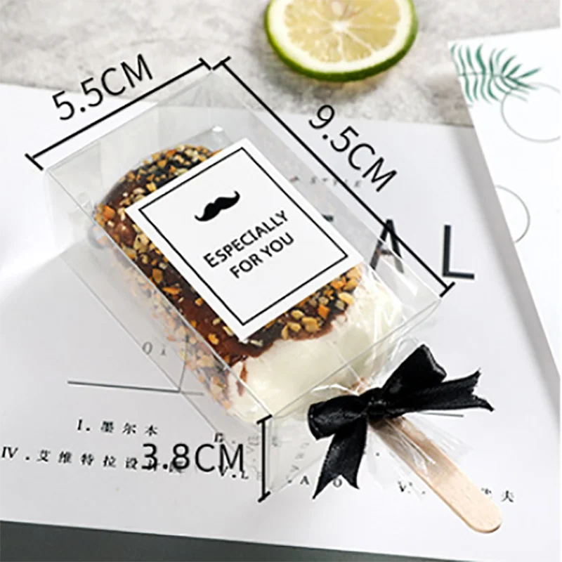 50pcs Transparent Cakesicle Boxes Clear Gift Plastic Box Ice Cream Shaped Boxes Simple Clear Gift Plastic Box For Party