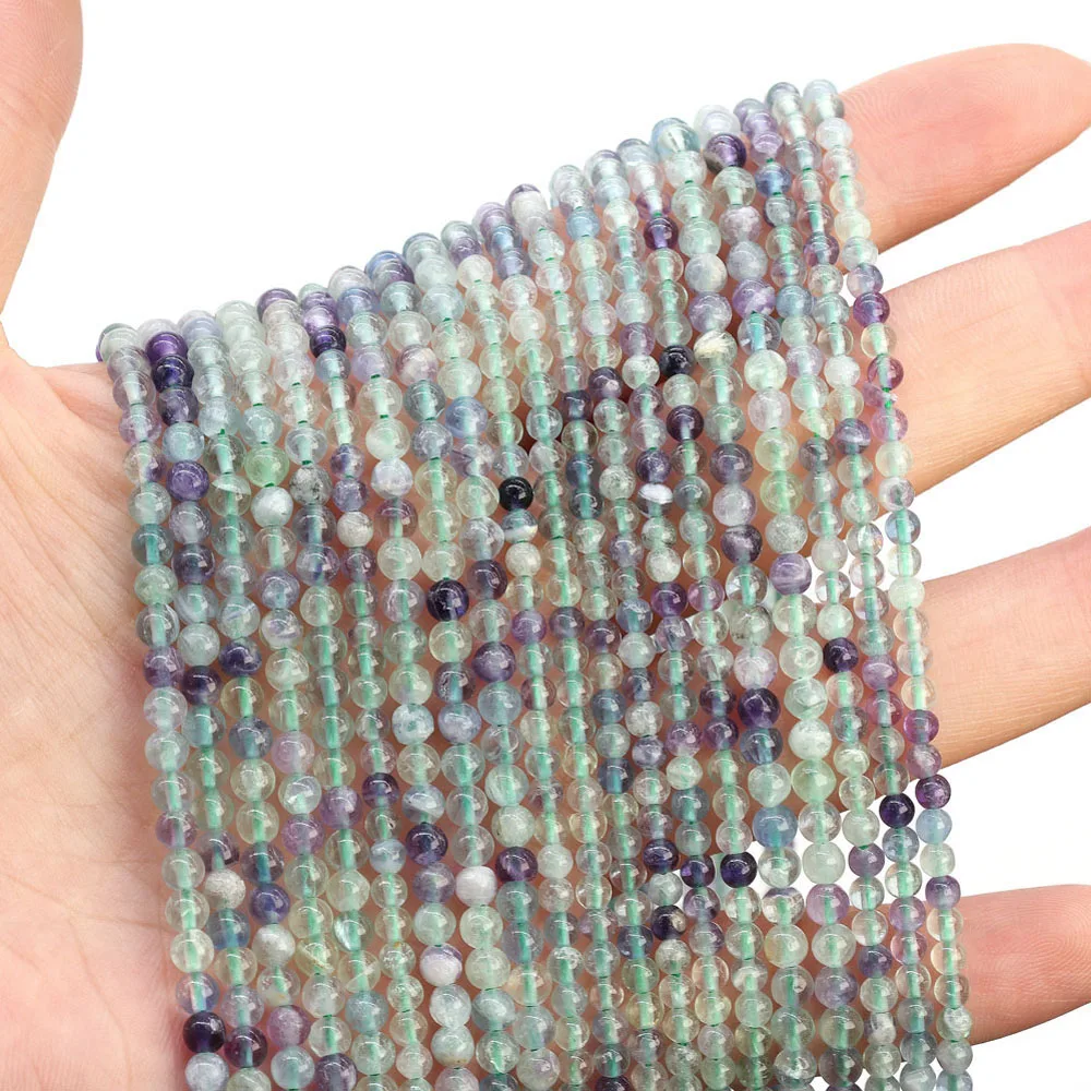 Fluorite Beads Natural Stone Bead for Women Gifts Jewelry Making DIY Necklace Bracelet Earrings Accessories Size 3mm 4mm