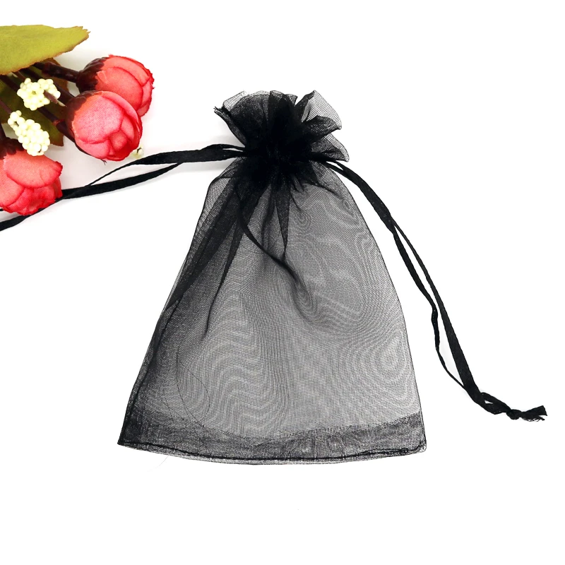 

20pcs/lot 17x23cm Black Drawstring Organza Bag Jewellery Packing Bags Wedding Candy Party Gift Bag Pouches Wholesale Custom
