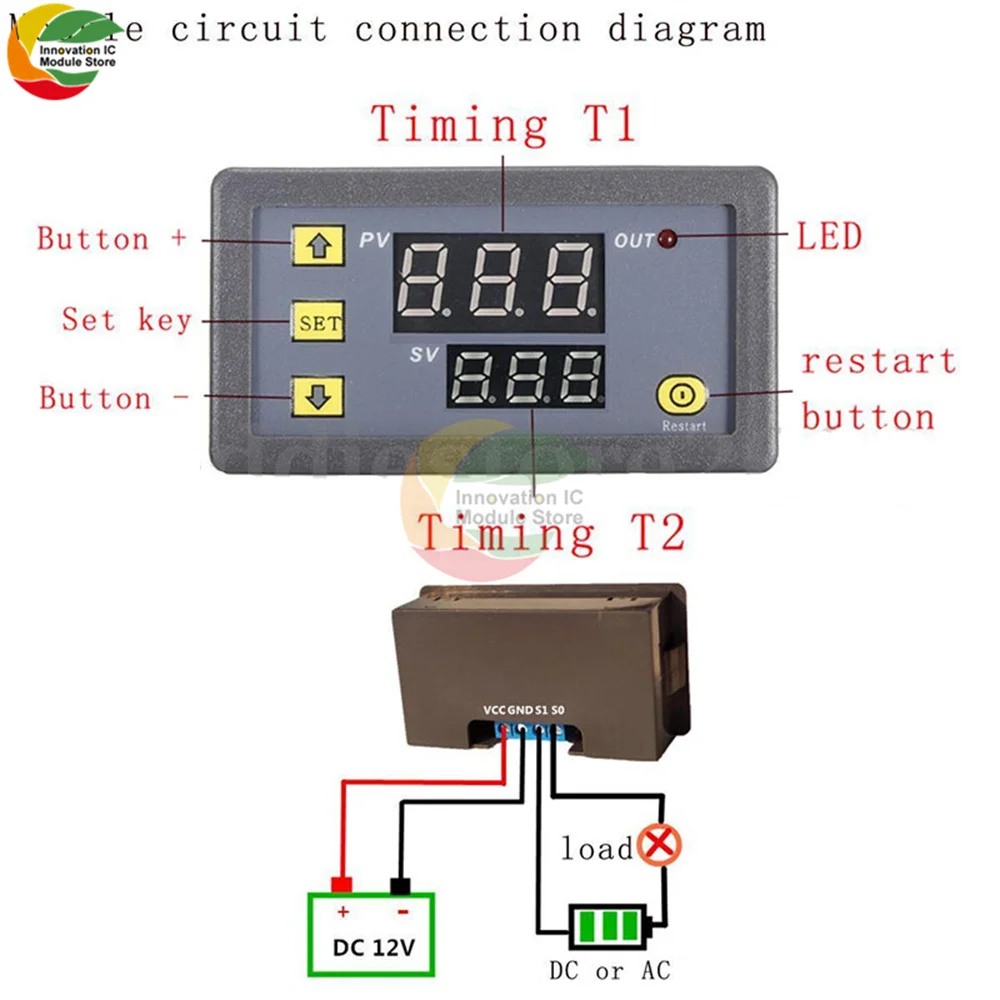 T3231 110V 220V 12V 24V Digital Time Delay Relay LED Display Cycle Timer Control Switch Adjustable Timing Relay Time Delay Switc