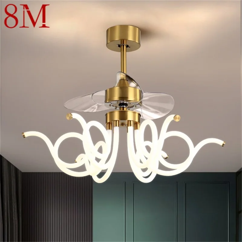 

8M Postmodern Ceiling Fan Light with Remote Control LED Contemporary Lighting for Home Dining Room