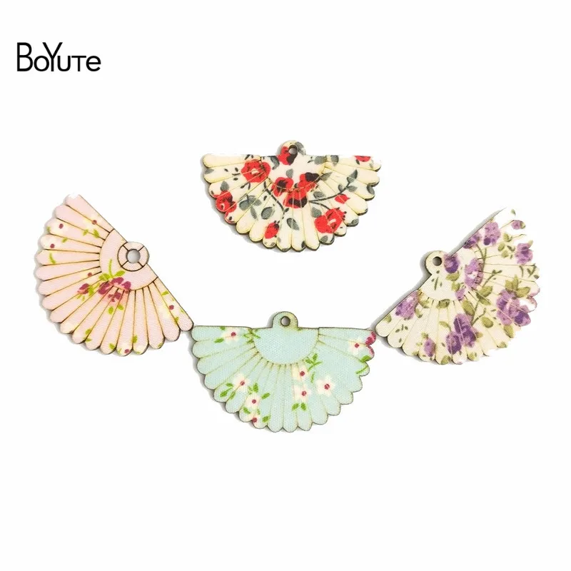 BoYuTe (5 Pairs/Lot) 4.8*2.7CM Single-sided Patch Fan Wooden Pendant Charms for Earrings  Jewelry Making