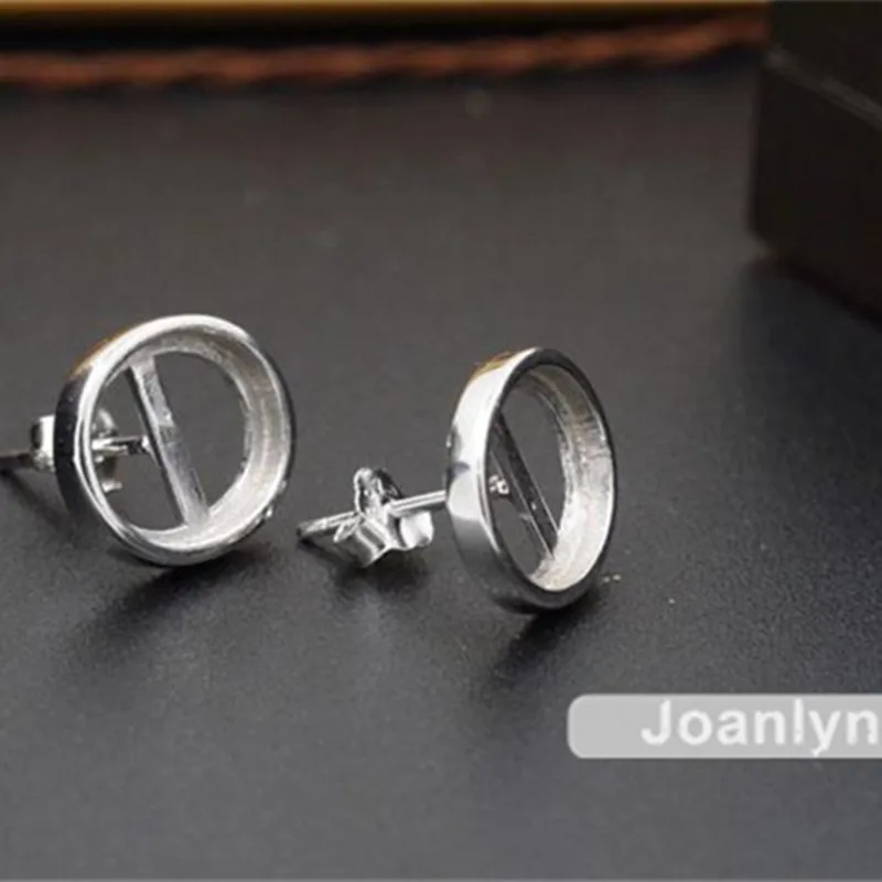 

Joanlyn Earring Settings for 7x9mm/8x10mm/9x11mm/10x12mm Oval Cabochons White Gold Plated 925 Silver Blank Earring Studs EH03