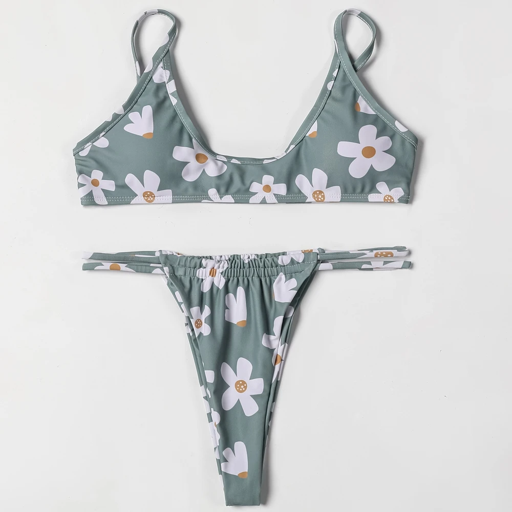 ZTVitality Bademode Frauen Floral Print Sexy Bikini 2022 Heißer Verkauf Gurte Gepolstert Bh Low Taille Badeanzug Weibliche Brasilianische Biquini