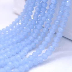 2 3 4 6 8mm Light Blue Glass Crystal Faceted Round Beads Loose Beads for Jewelry Making Accessories Necklace Bracelet DIY