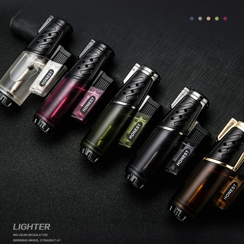 

HONEST 2020 New Cigarette Lighter Torch Turbo Lighter Gas Lighters Jet Unusual Lighters Flints Butane Smoke Gadgets For Men
