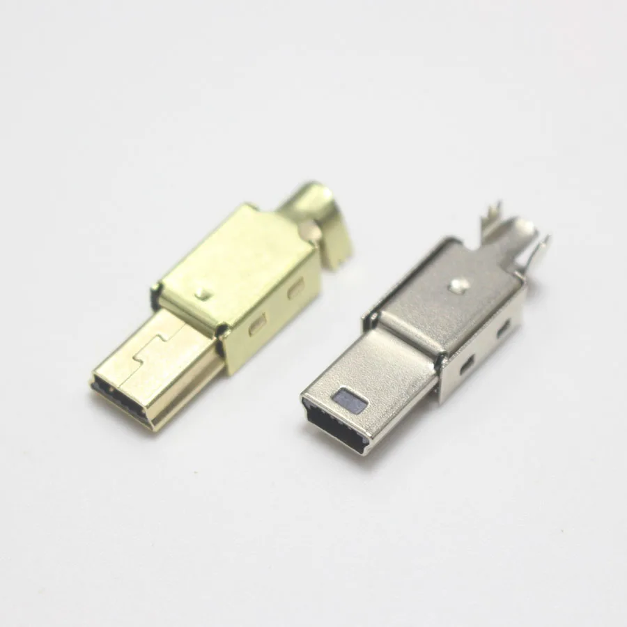 5set Mini USB 5PIN Welding Type Male Plug Gold Plated Connectors 4P USB Tail Socket 3 in 1 DIY for old Phone