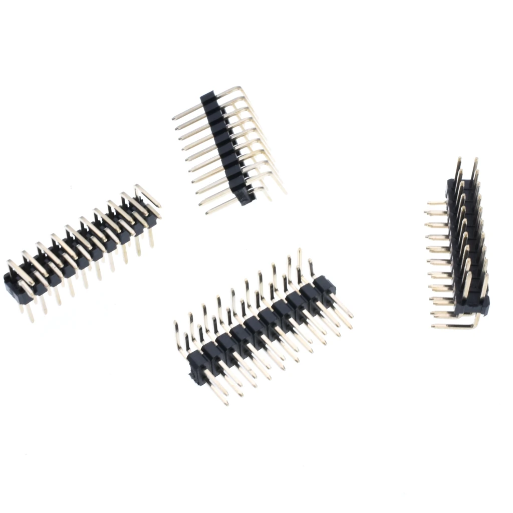 100pcs Pitch 2.54mm 2x10 Pin 20 Pin male socket angle Double Row Bend Header connector