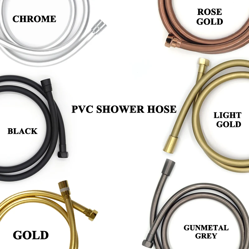 Łazienka PVC elastyczna rura prysznicowa Bidet opryskiwacz ręczny wąż srebrny/czarny/szary/złoty/różowe złoto 150CM prysznic wąż hydrauliczny