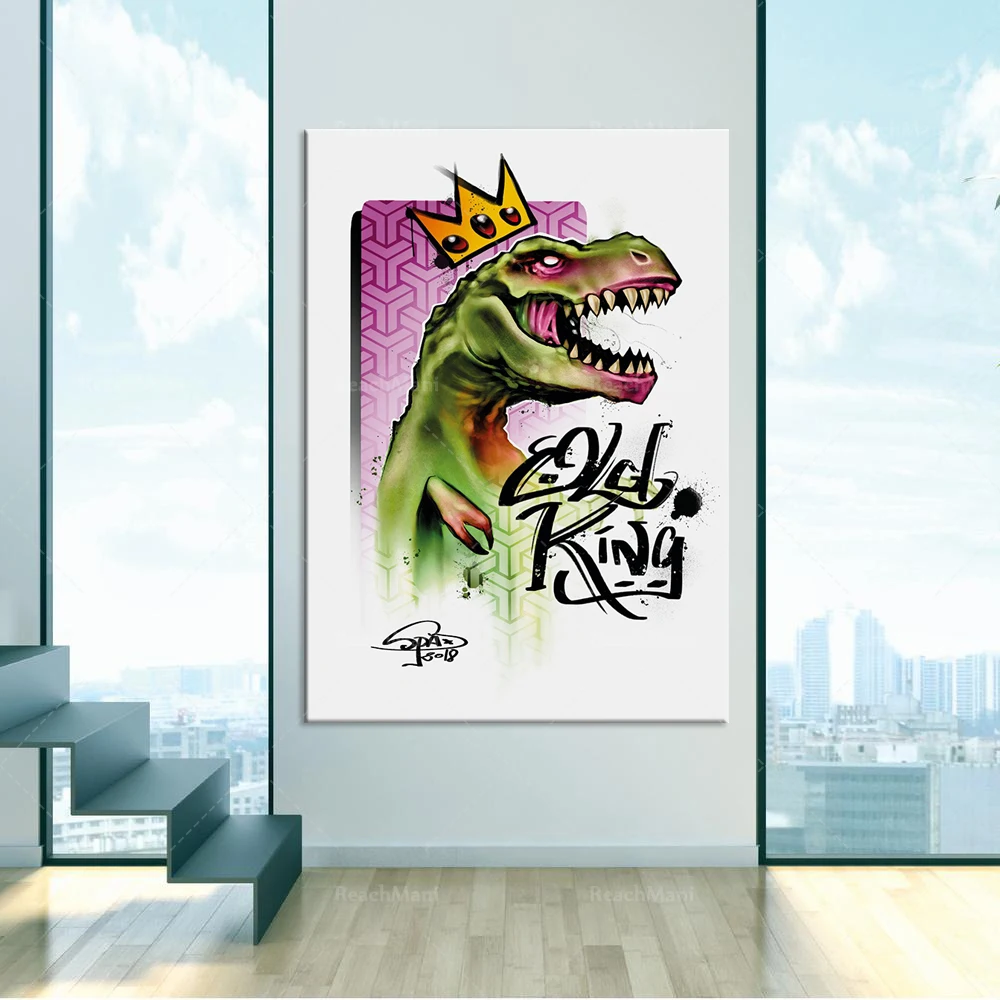 Tyrannosaurus dinosaur Nordic poster mural boy girl room decoration painting art decoration home decoration canvas painting