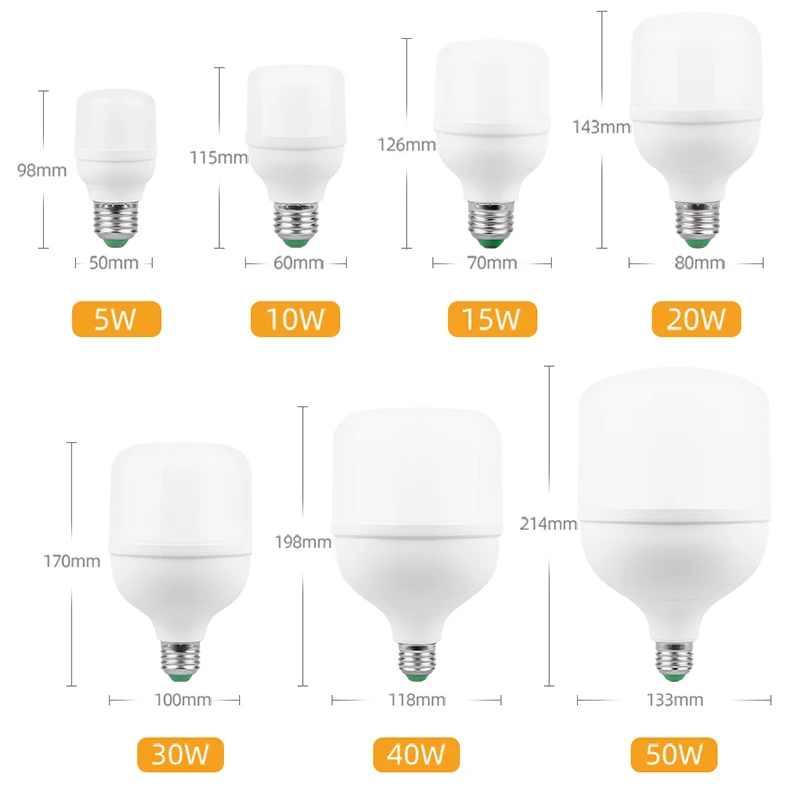 High Power E27 Led Bulb Lights 30W 40W 50W Lampada Ampoule Bombilla Energy Saving Led Lamps for Home Living Room 220V