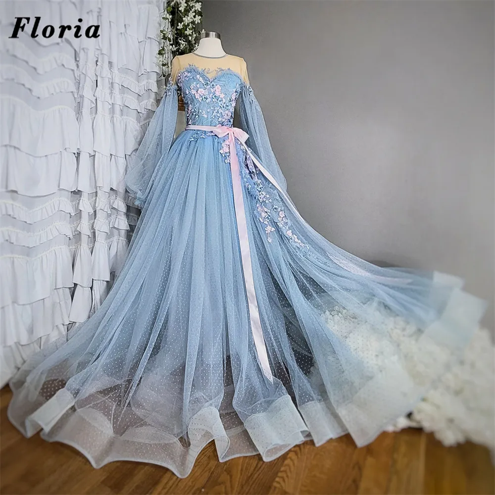 Nova chegada azul apliques crianças pageant vestidos 2022 vestidos frisados vestido de festa de casamento para meninas longo flor vestidos das meninas