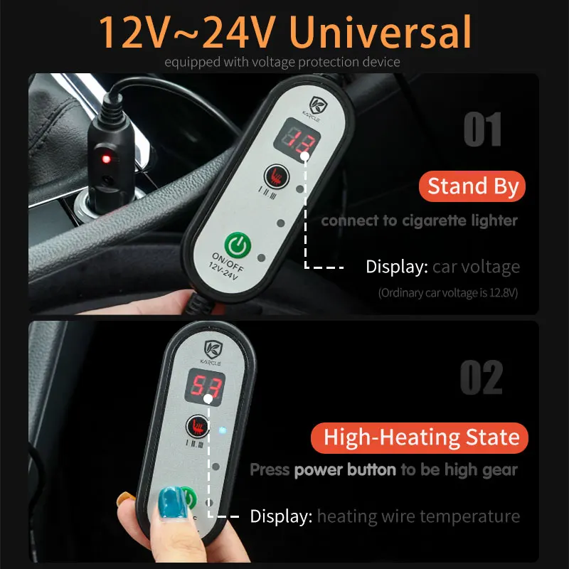 12V/24V Auto-Sitzheizung 120CM Verlängerte Beheizte Autositzauflage Warme Auto-Heizmatte Universelle Winter-Elektroheizung Sitzkissen – Detail 10