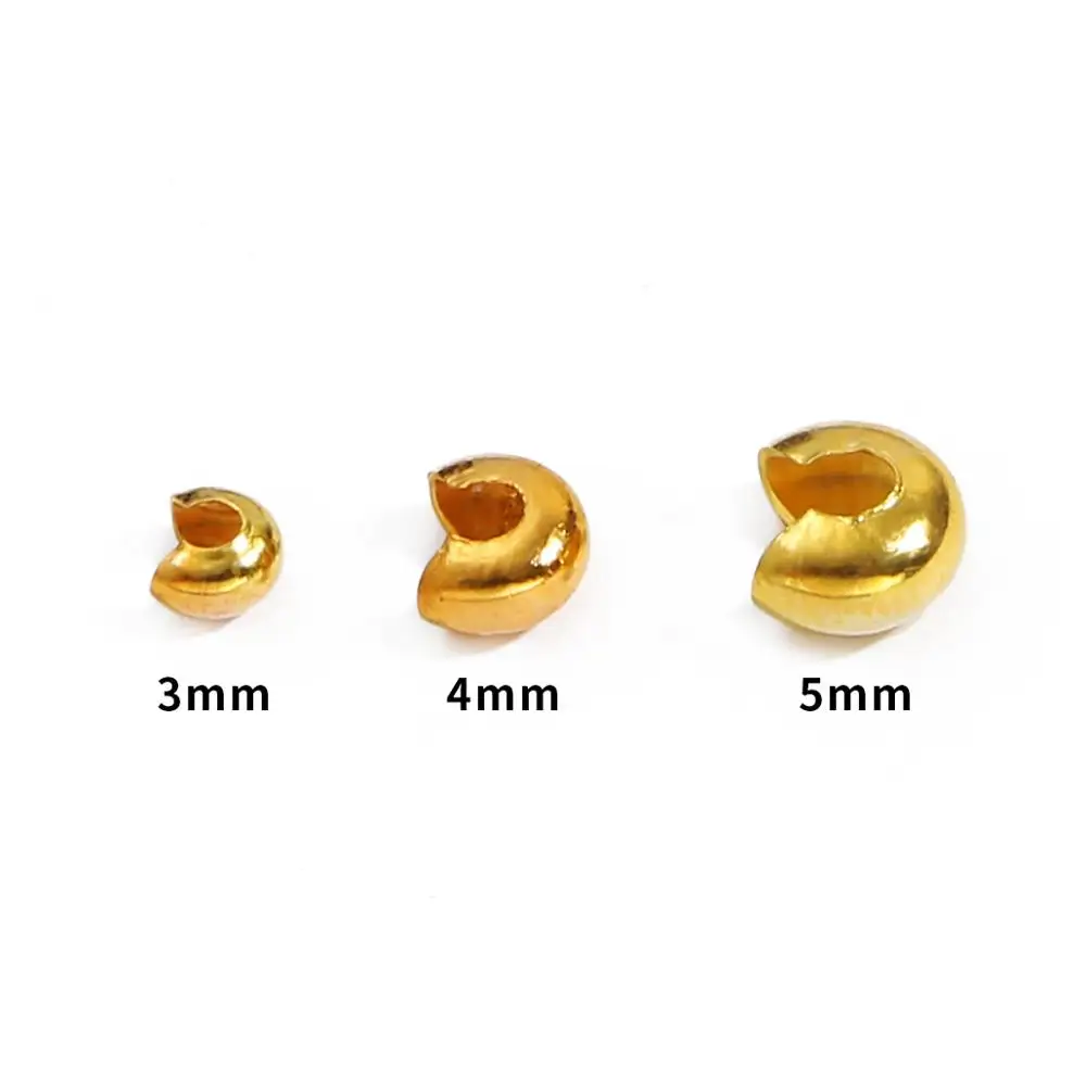 100Pcs 3/4/5mm Silver/Gold/Gunmetal/Rhodium/Bronze/Copper Plated Smooth Crimp End Beads Covers Jewelry Diy Component Wholesales