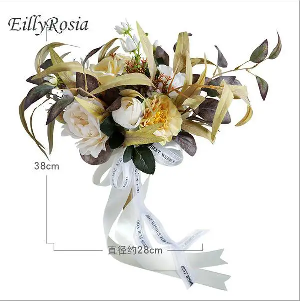 EillyRosia Ins Style Bridal Bouquet Wedding Flowers Artificial 2021 Fall Color Oil Painting Flower Decorations Home