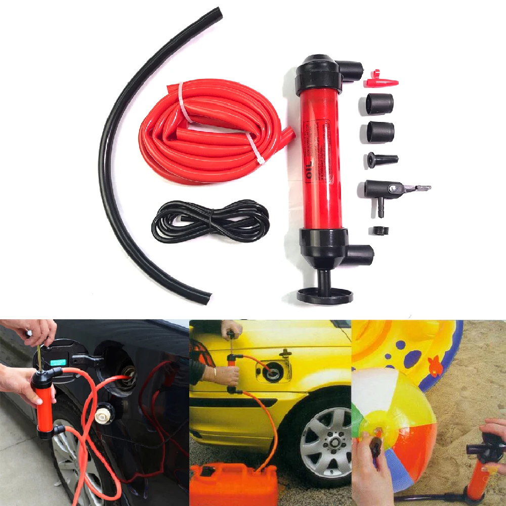 

1Set Oil Pump Manual Portable Hand Siphon Tube Car Hose Liquid Gas Transfer Sucker Suction Inflatable Pump Universal Tools Set