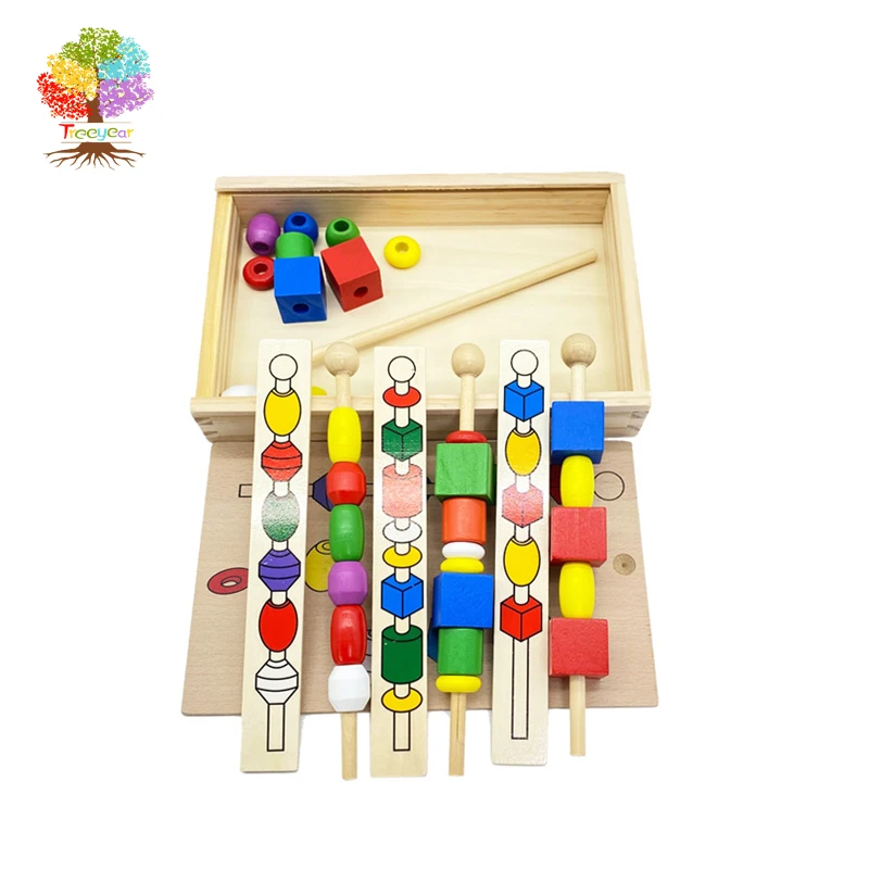 Treeyear Montessori per bambini giocattoli educativi in legno colorato forma bastone perline giocattoli regali per bambino