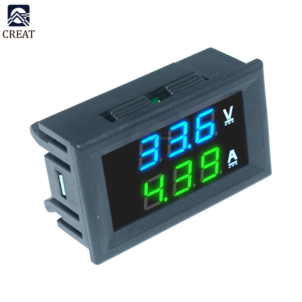 DC 100V 10A Digital Mini Voltmeter Ammeter Panel Voltage Volt Current Meter Tester Dual LED Display Amp Blue Green