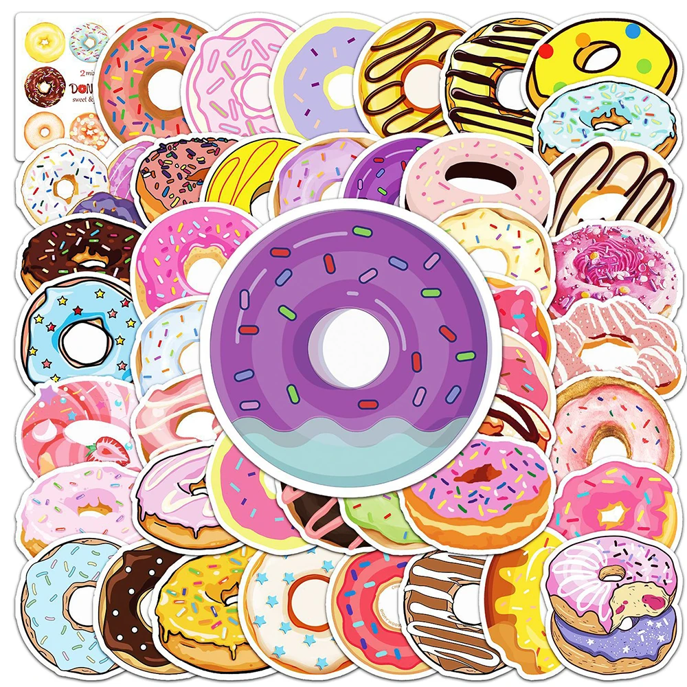 10/30/50 Pcs Cartoon Food Bread Donut Waterproof Graffiti Sticker For Divination Refrigerator Motorcycle Skateboard Toy Gifts