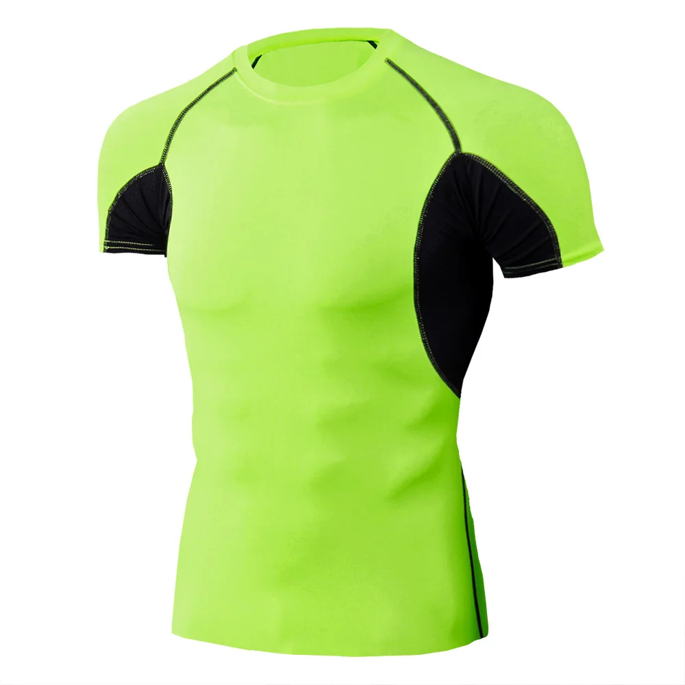 Camiseta de compressão masculina, camiseta de compressão para musculação, corrida, academia, treinamento, corrida, manga curta, encaixe apertado, camisetas fitness