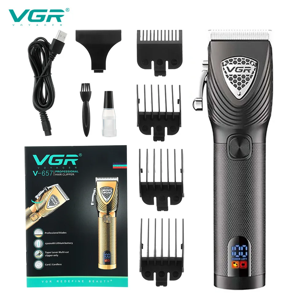 Vgr 657ที่ตัดขนไฟฟ้าตัดผมชาย USB LCD ชาร์จได้โลหะ V657 vgr ดูแลส่วนบุคคลระดับมืออาชีพ