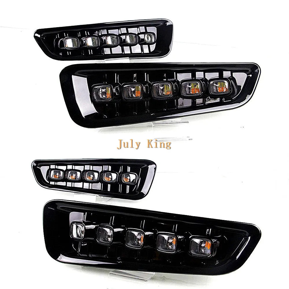 July King LED Daytime Running Lights Case for Ford F-150 Raptor 17-21, LED Front Bumper White DRL With Yellow Turn Signals, 1:1